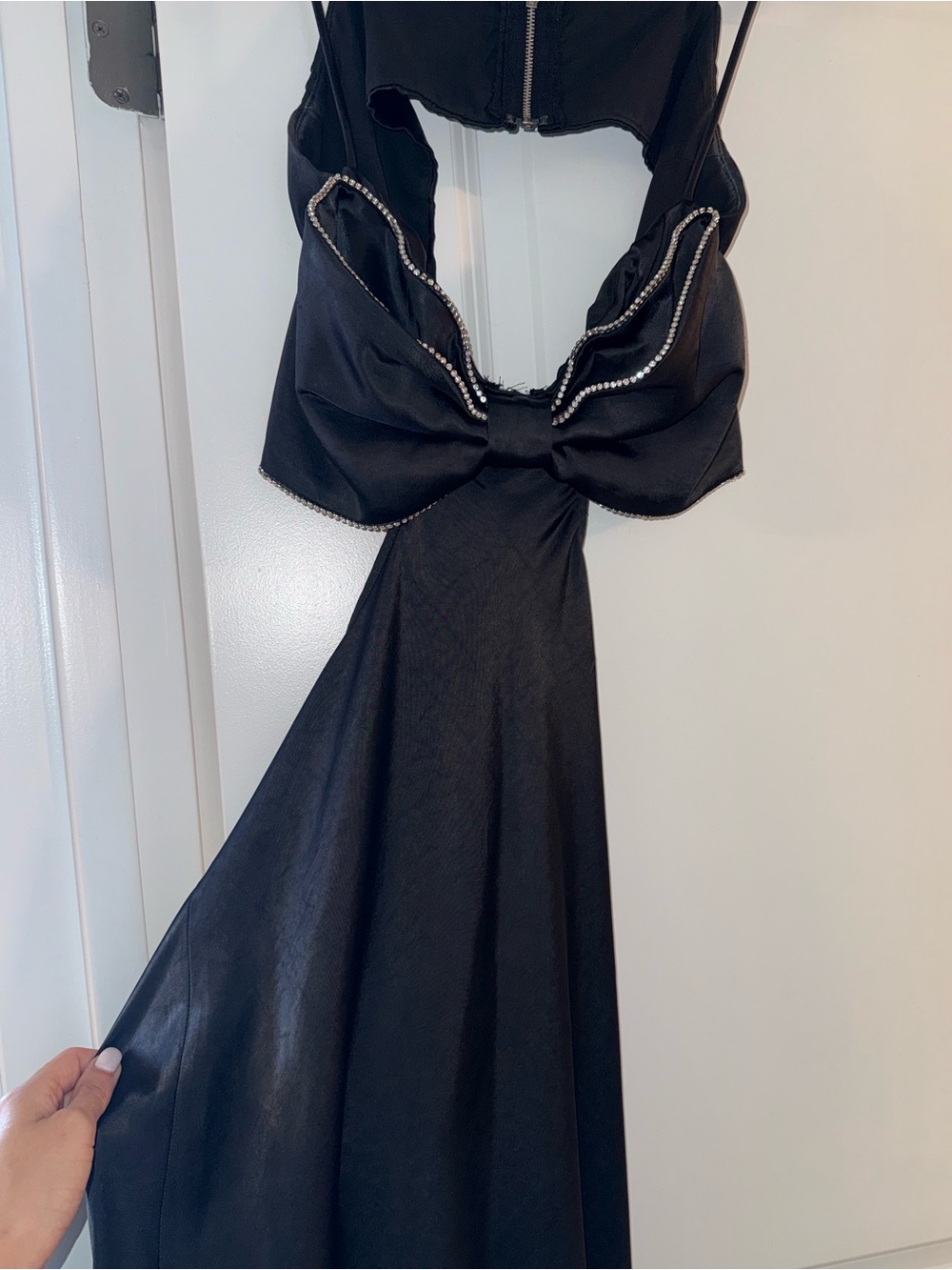 Hello Molly Black Backless Evening Dress with Bow